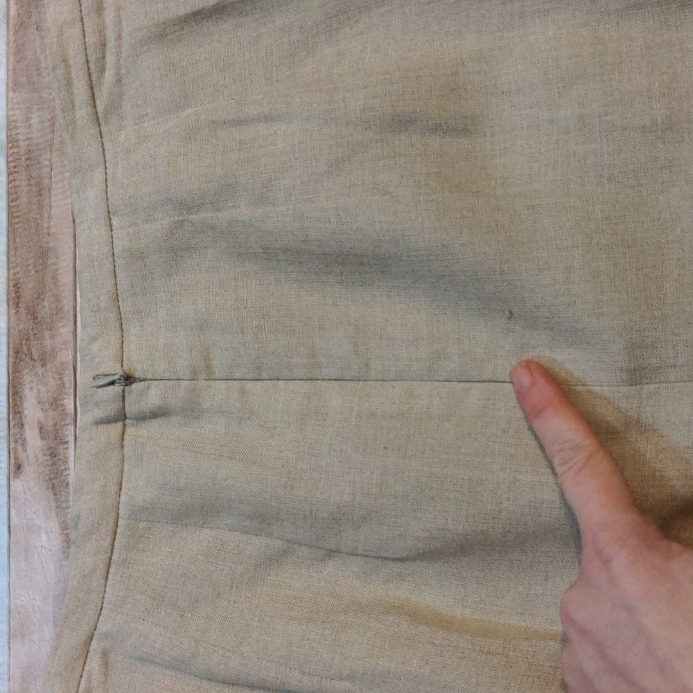 Vintage lined linen skirt light khaki - Picture 9 of 16
